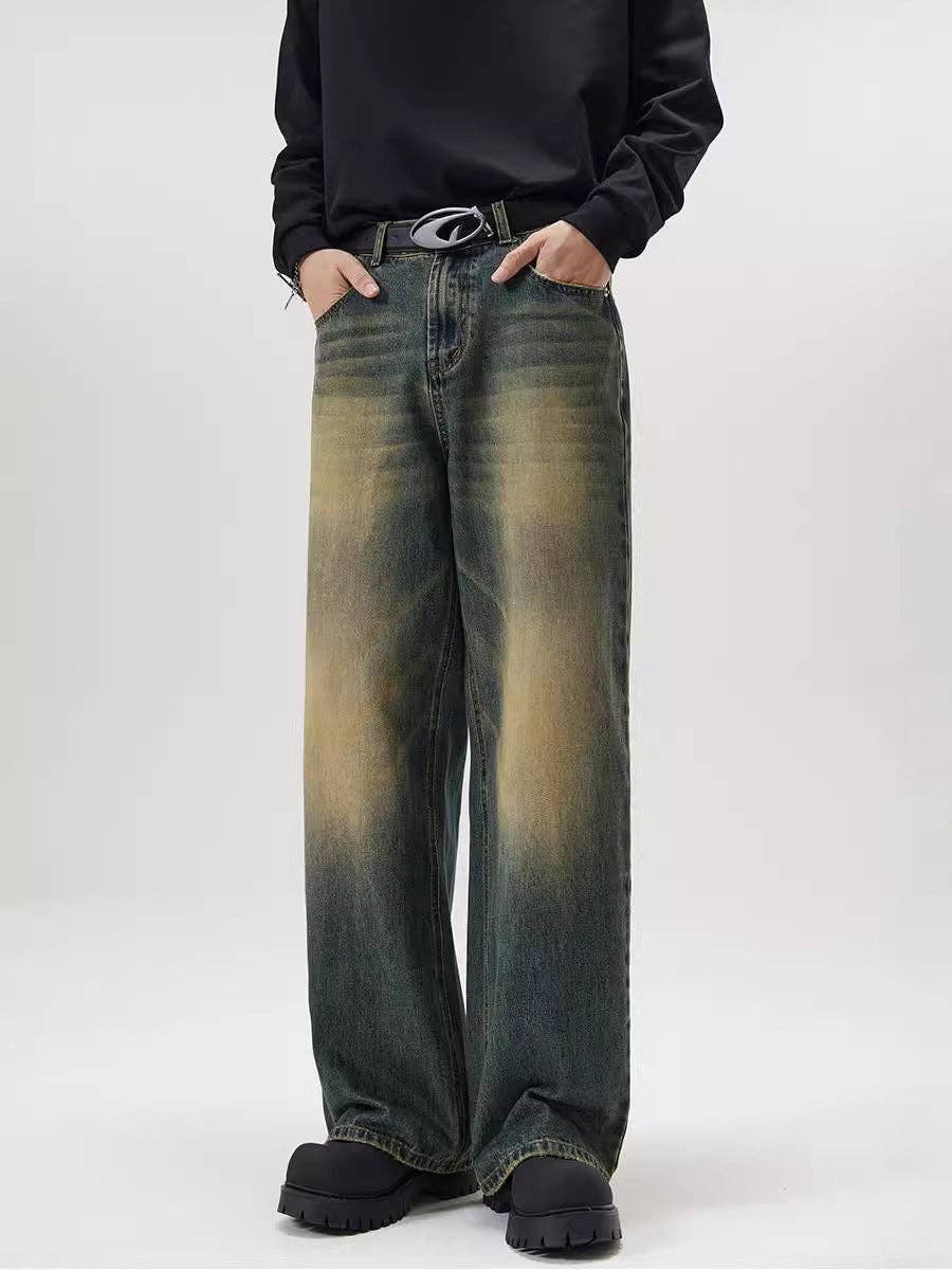 Men's Loose Fit Straight Leg Denim Jeans Casual Pants