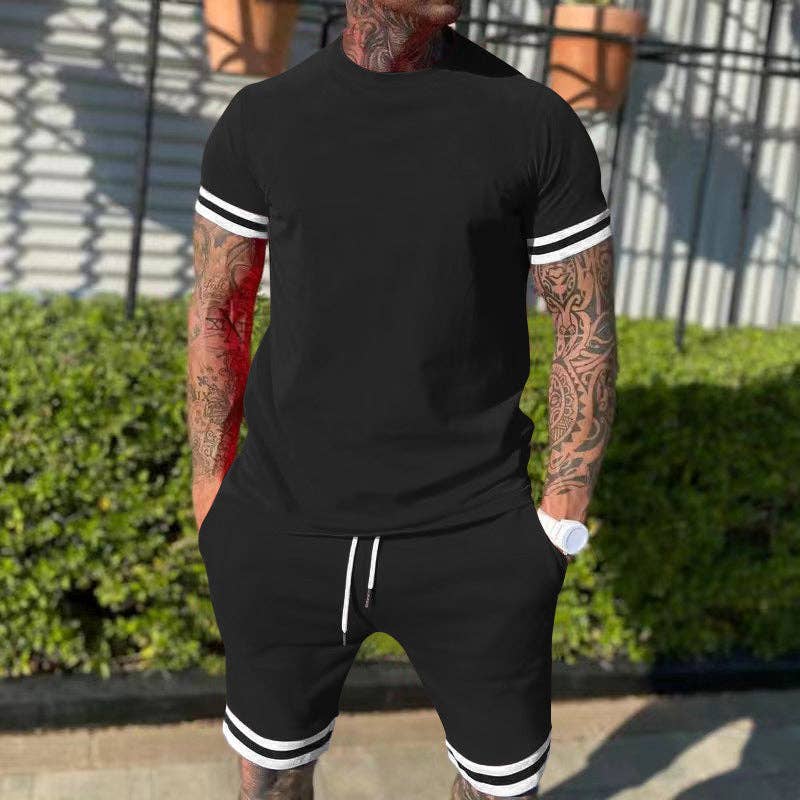 Men's Stylish Athletic Slim Fit Short Sleeve Set