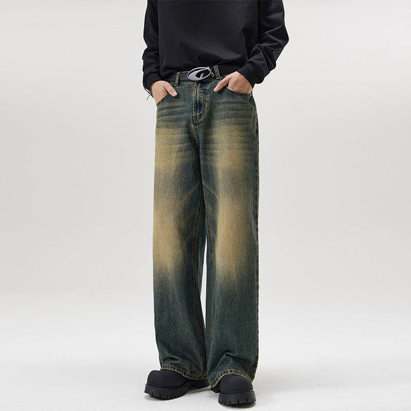 Men's Loose Fit Straight Leg Denim Jeans Casual Pants
