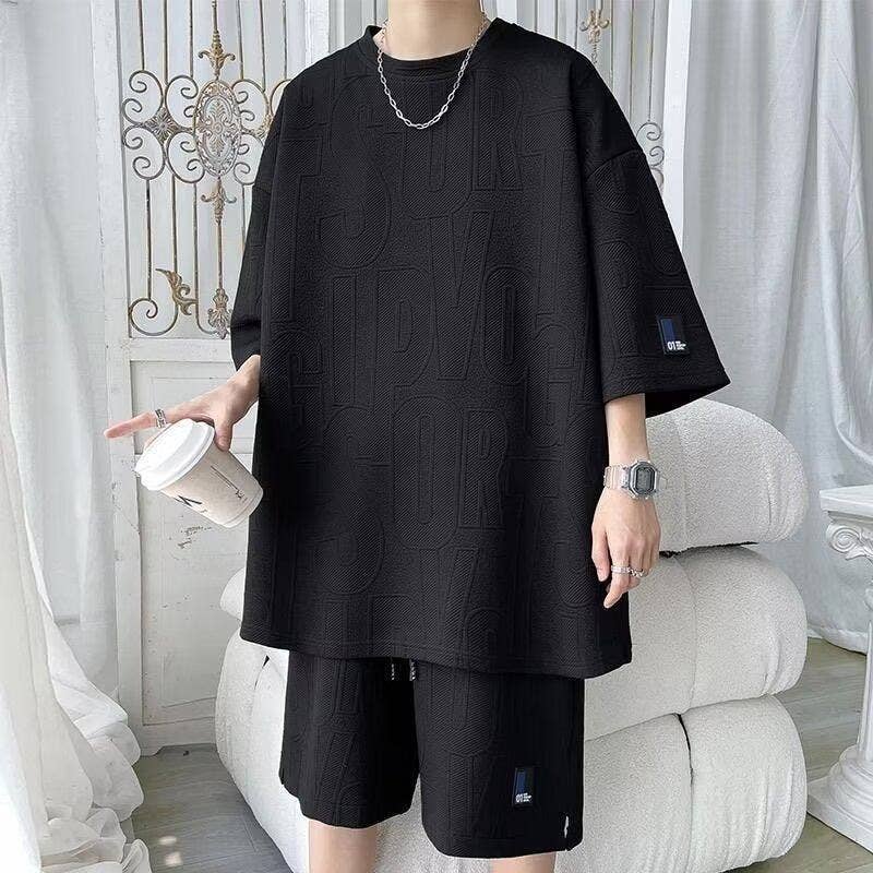 Men's Summer Casual Sportswear Set: Loose Fit T-Shirt And Shorts