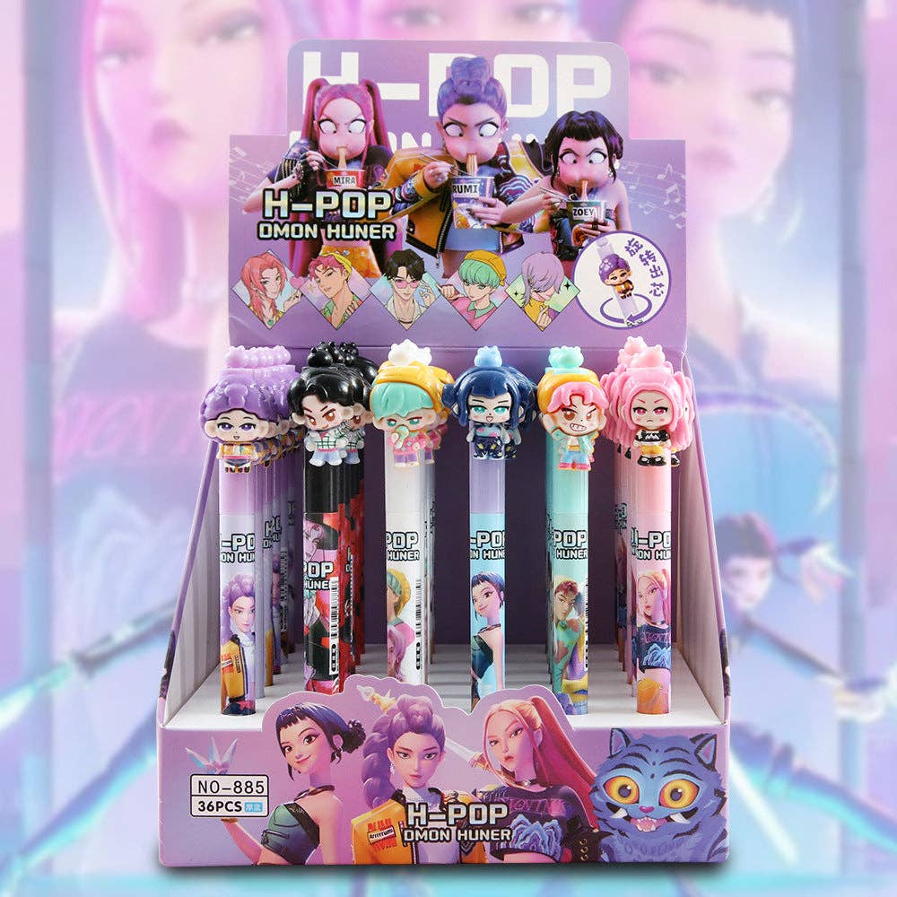 K-pop Demon Girl Squad Twist Ballpoint Pen Set Anime Theme Black Ink Pens