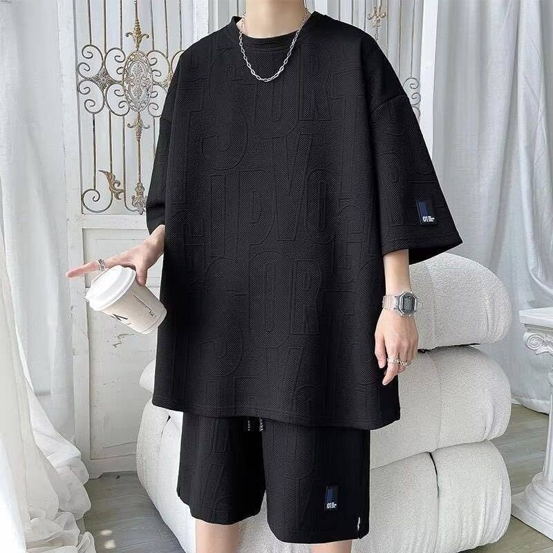 Men's Summer Casual Sportswear Set: Loose Fit T-Shirt And Shorts