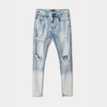Men's Acid Washed Slim Tapered Jean in Blue - Konus Brand