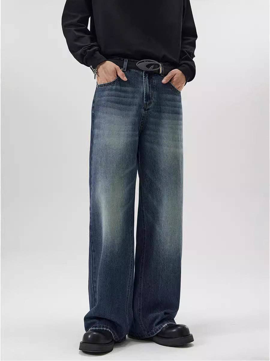 Men's Loose Fit Straight Leg Denim Jeans Casual Pants