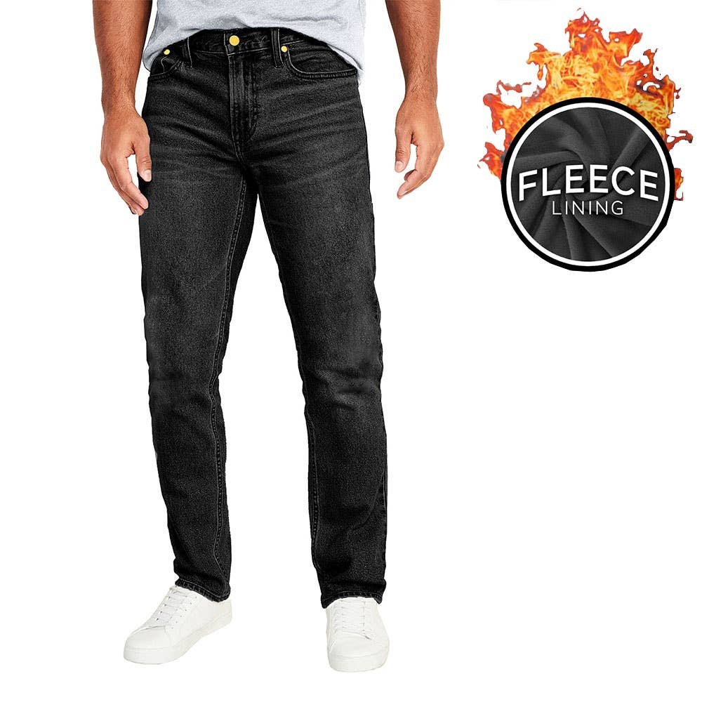 Men's Fleece Lined Straight Leg Jeans