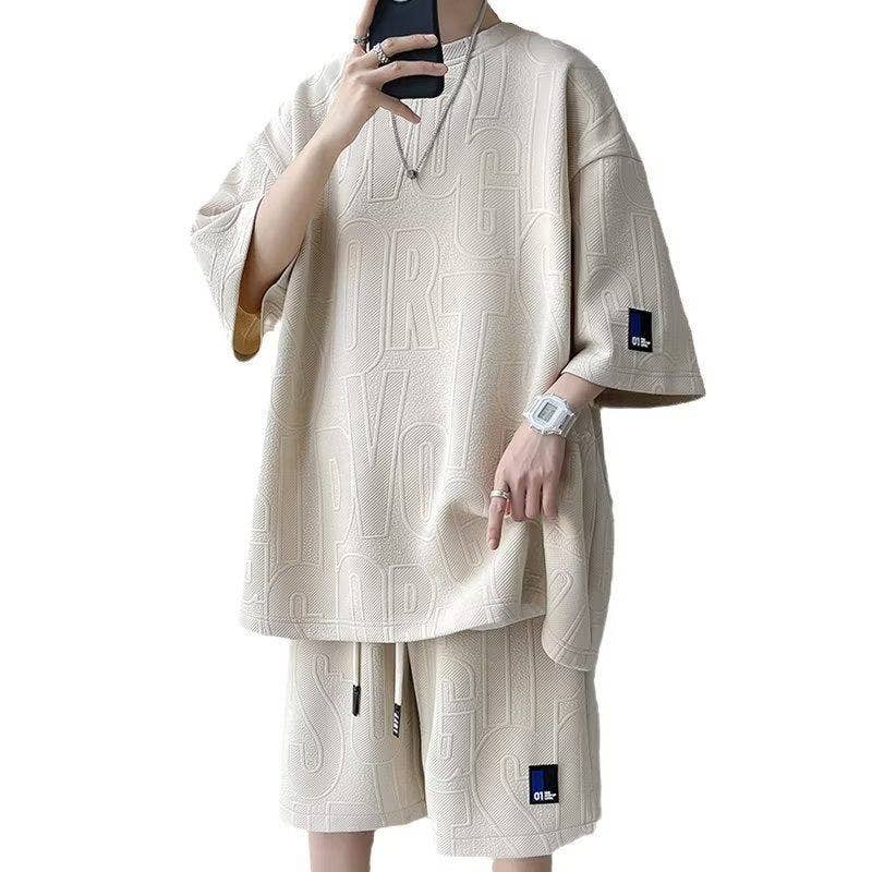 Men's Summer Casual Sportswear Set: Loose Fit T-Shirt And Shorts