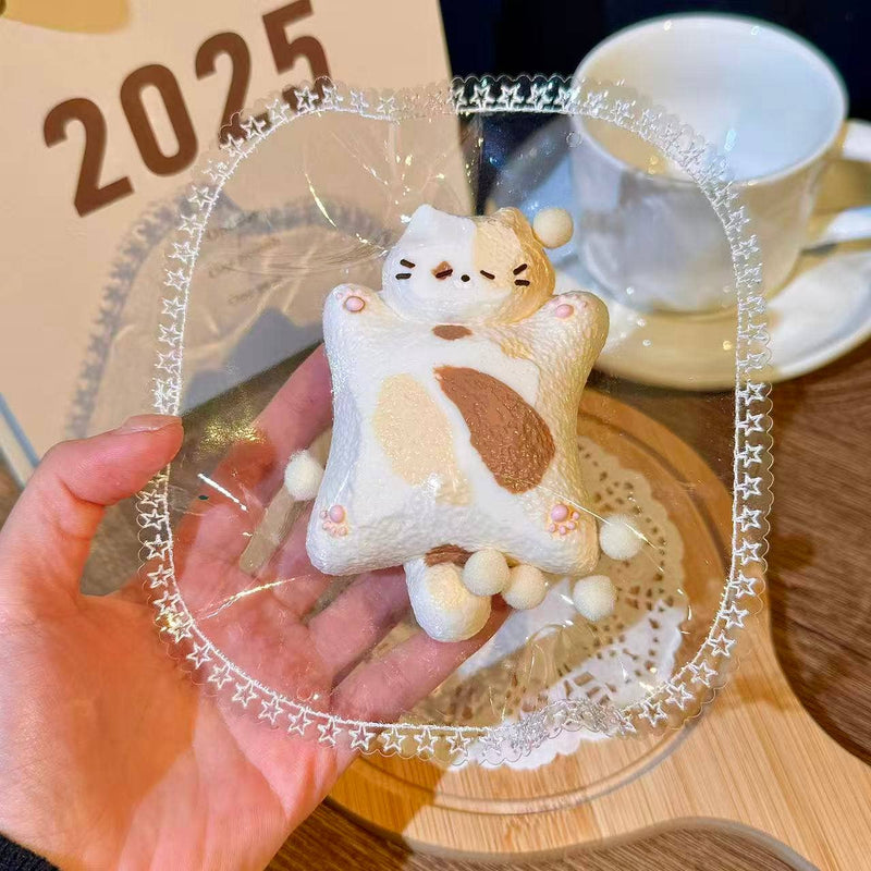 Lying Calico Cat Plush Taba Squishy Toy Cute Kawaii Animal Collectible Handmade Little Nine Studio Soft Clay Texture