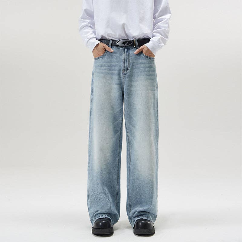 Men's Loose Fit Straight Leg Denim Jeans Casual Pants