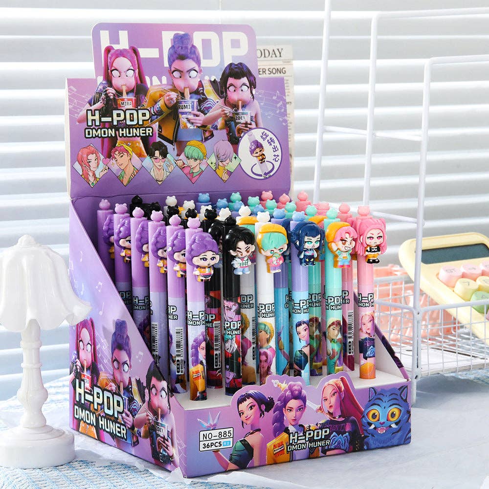 K-pop Demon Girl Squad Twist Ballpoint Pen Set Anime Theme Black Ink Pens