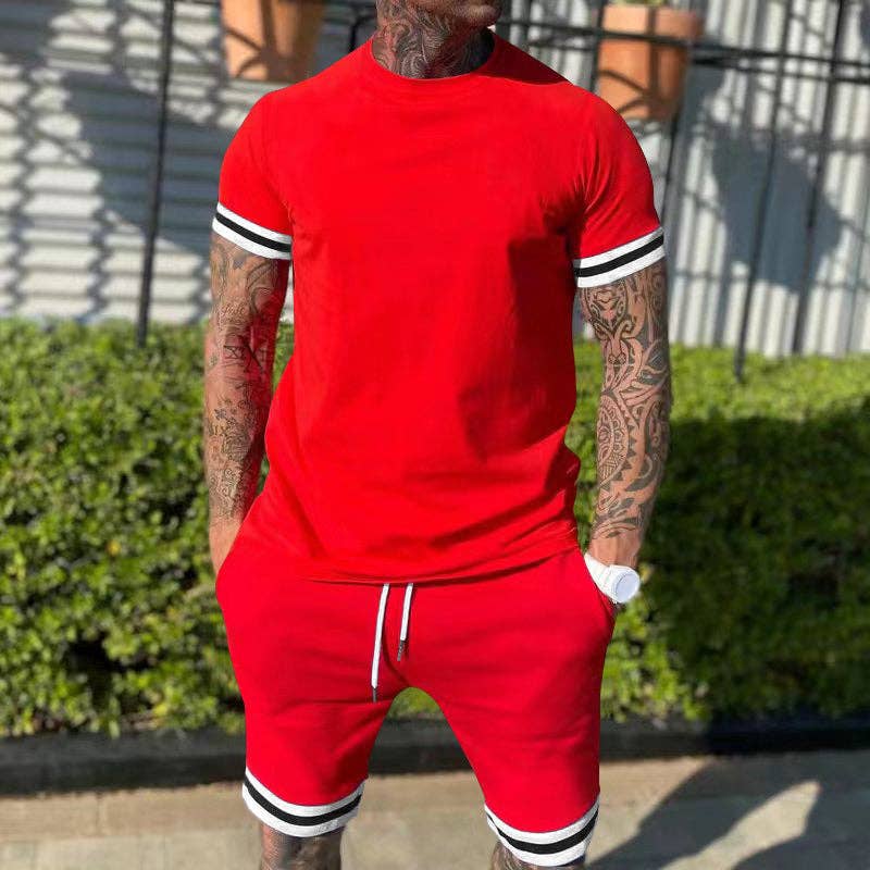 Men's Stylish Athletic Slim Fit Short Sleeve Set
