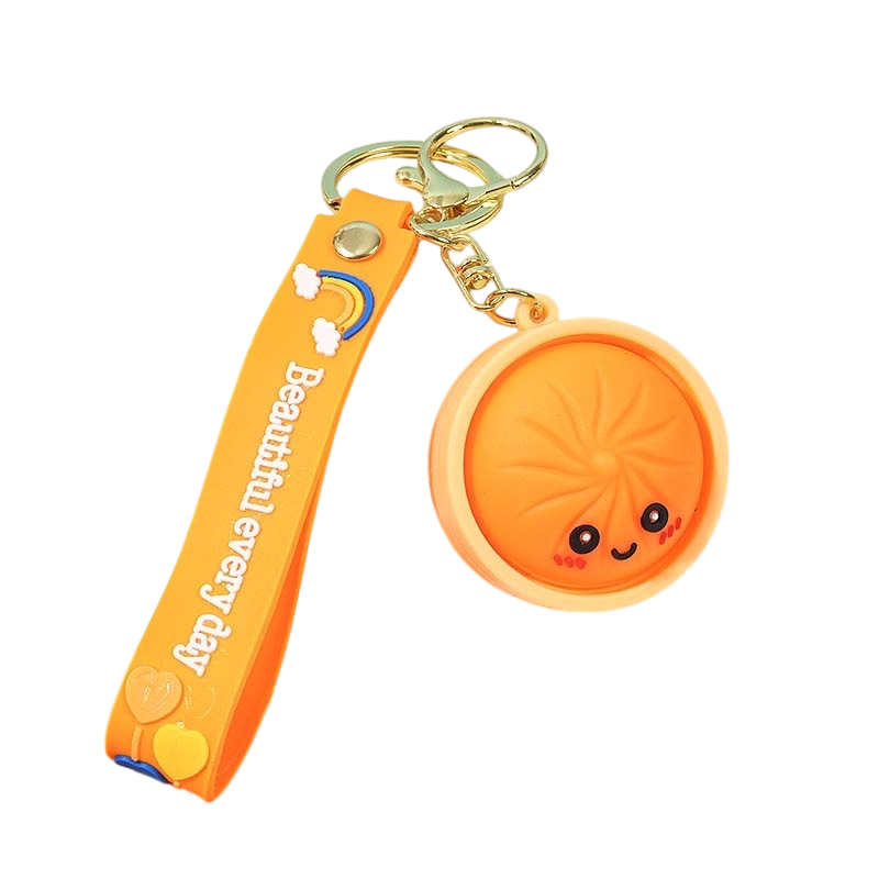 Silicone Steamed Bun Basket Keychain Food Charm Keyring