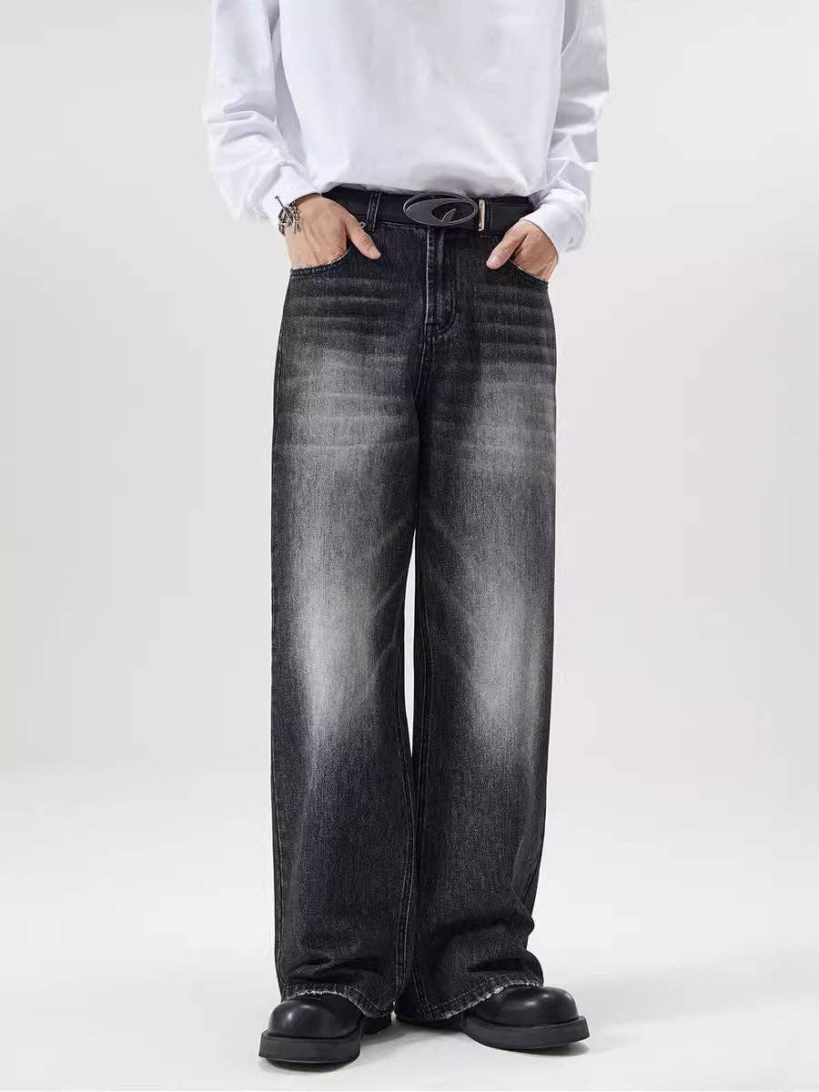 Men's Loose Fit Straight Leg Denim Jeans Casual Pants