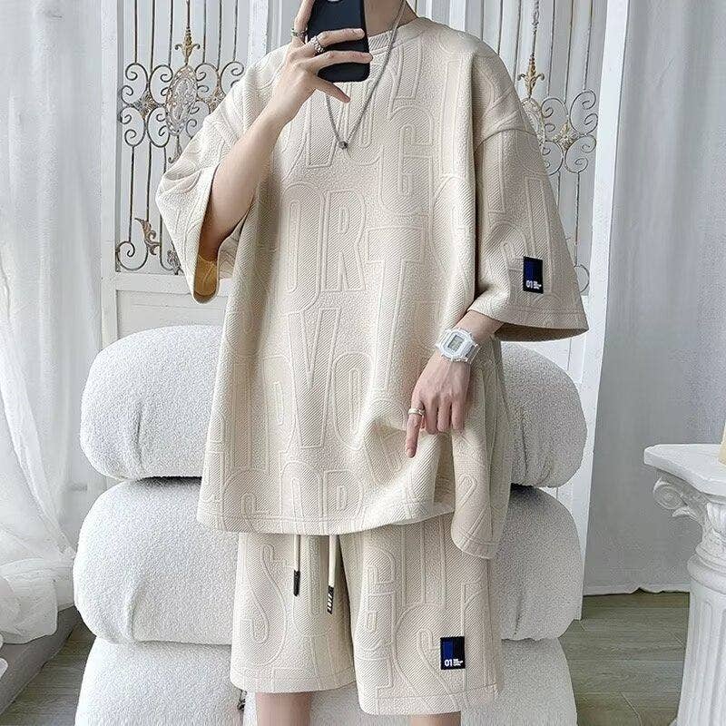 Men's Summer Casual Sportswear Set: Loose Fit T-Shirt And Shorts