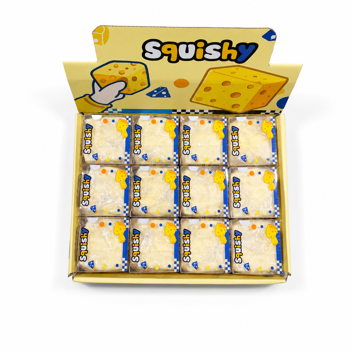 6cm Vaseline Cheese Block 12pcs Stress Relief Ball Soft Squeeze Toy Sensory Fidget Desk Toy Happy Fun Park