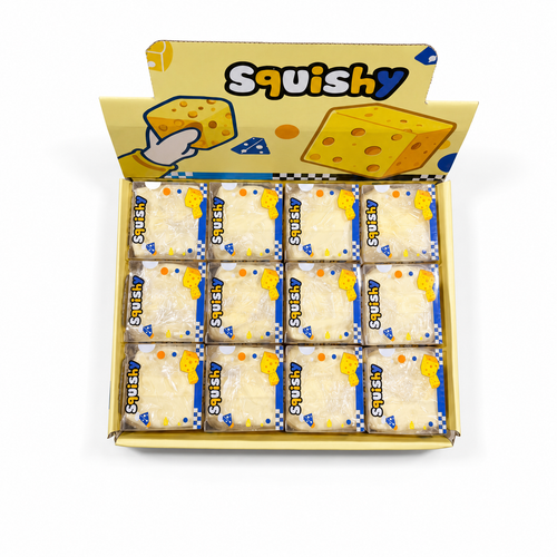 6cm Vaseline Cheese Block 12pcs Stress Relief Ball Soft Squeeze Toy Sensory Fidget Desk Toy Happy Fun Park