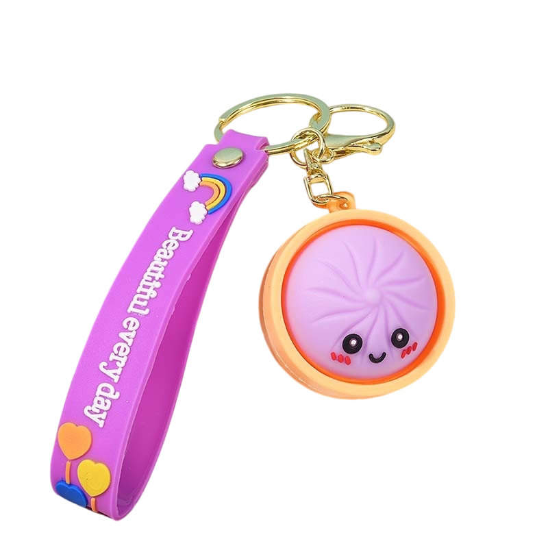Silicone Steamed Bun Basket Keychain Food Charm Keyring