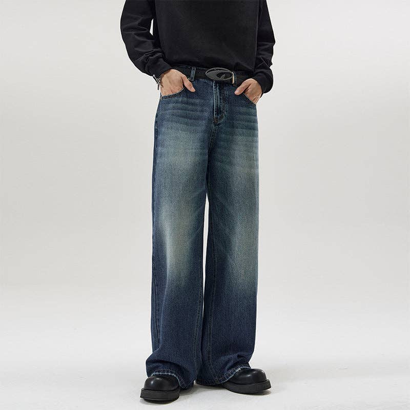 Men's Loose Fit Straight Leg Denim Jeans Casual Pants