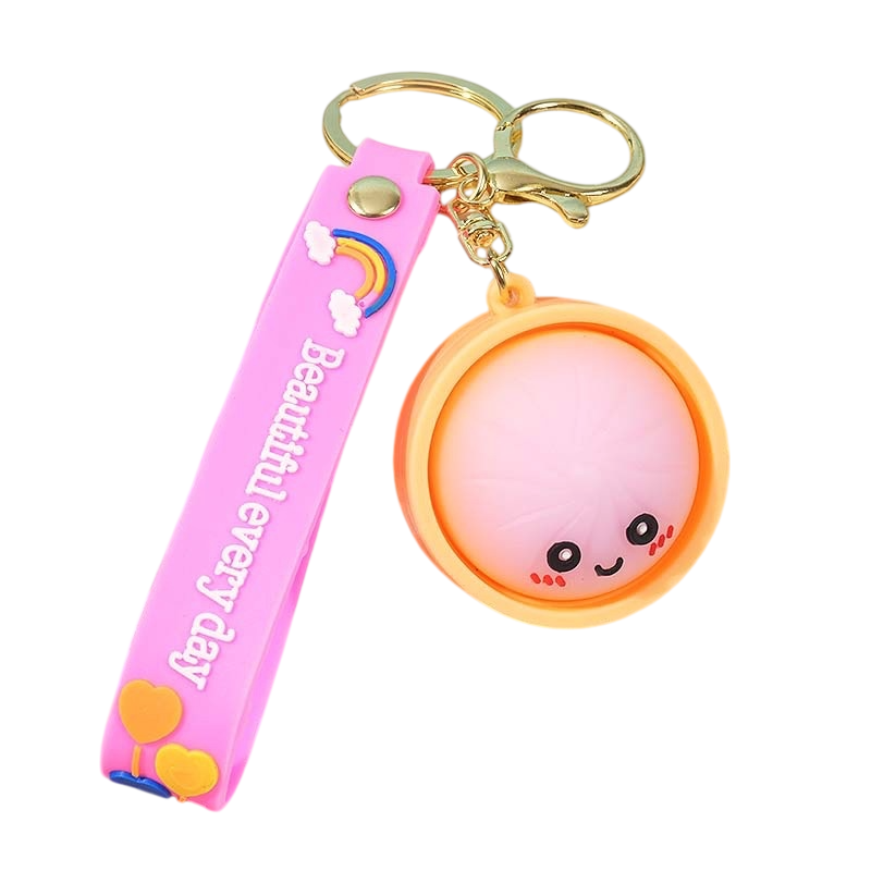 Silicone Steamed Bun Basket Keychain Food Charm Keyring