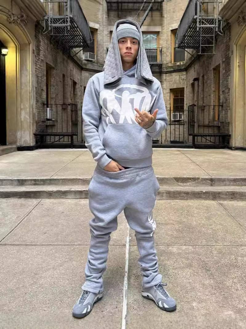 Retro Streetwear Hip Hop Hoodie Set for Men and Women