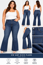 Judy Blue Amy High-Waisted Kick Flare Jeans - Dark Blue