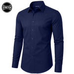 Men's Long Sleeve Untucked Stretch Dress Shirt (S-3XL)