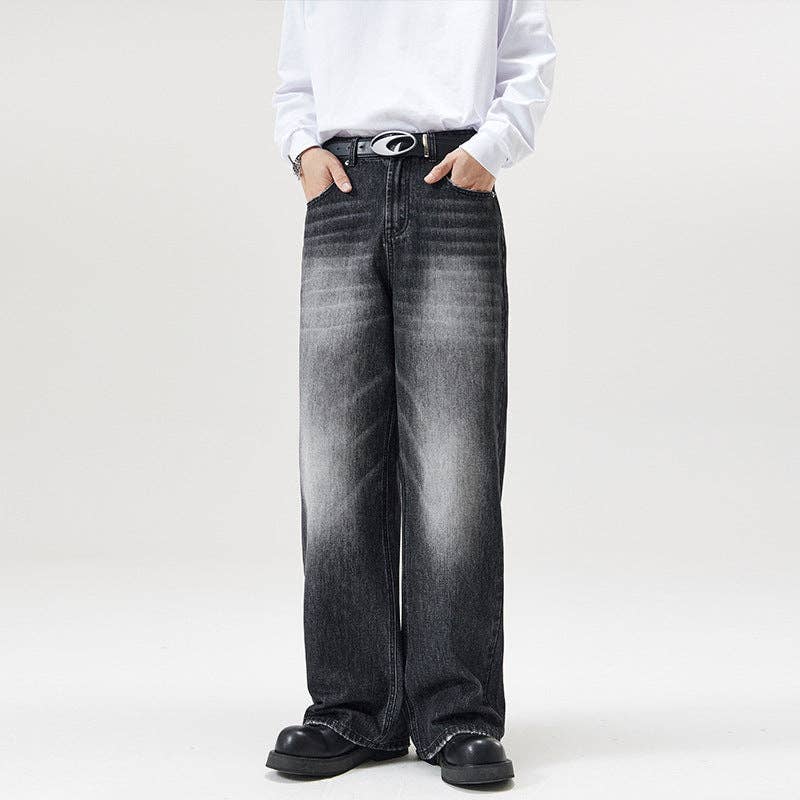 Men's Loose Fit Straight Leg Denim Jeans Casual Pants