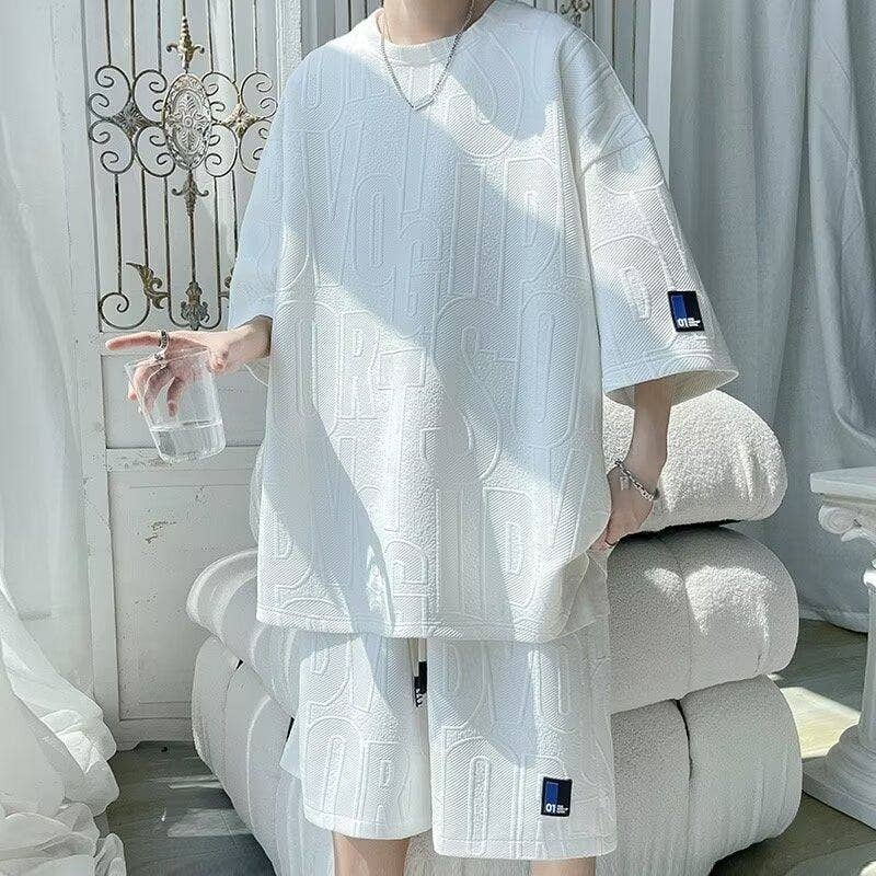 Men's Summer Casual Sportswear Set: Loose Fit T-Shirt And Shorts
