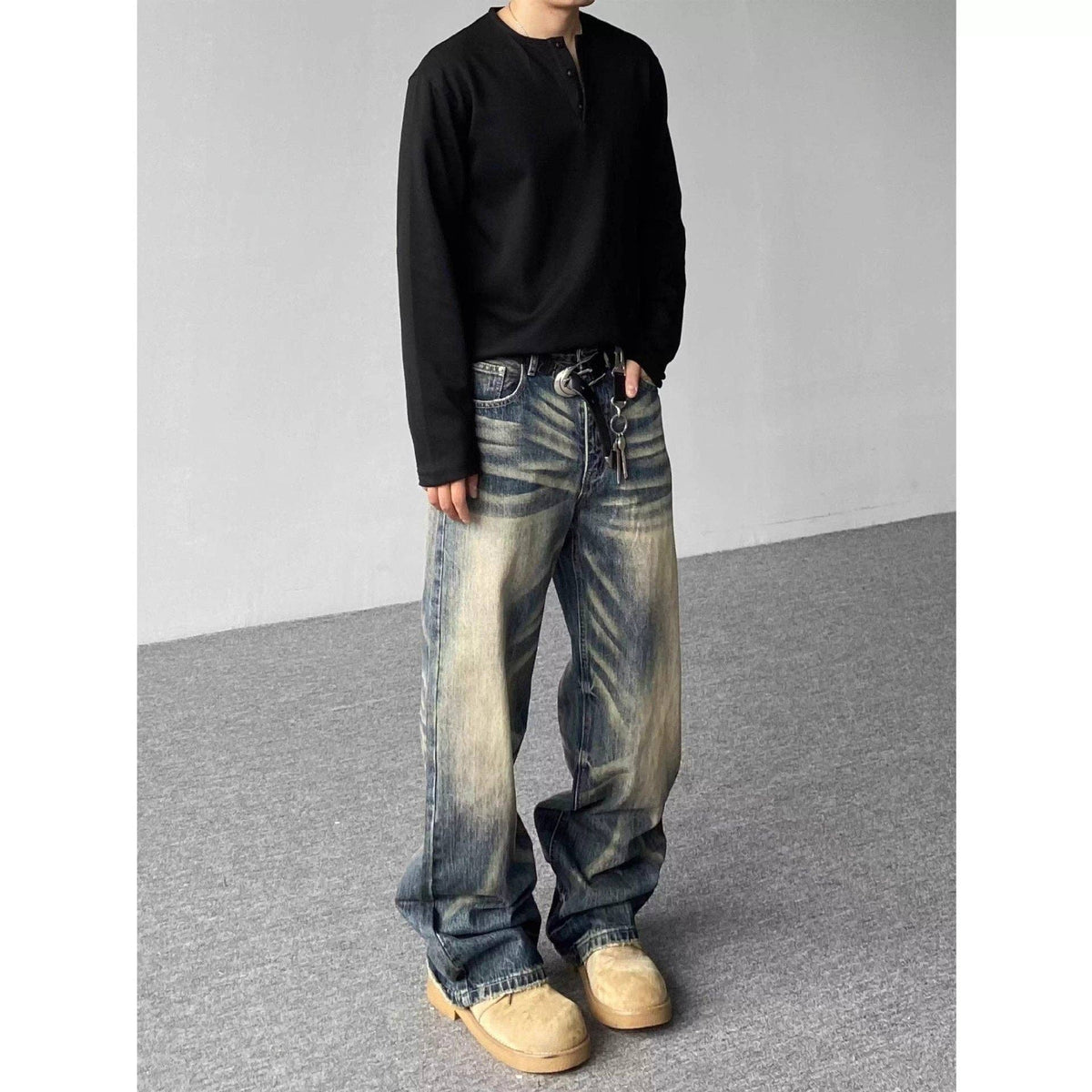 Gradient Loose Straight Leg Wide Jeans