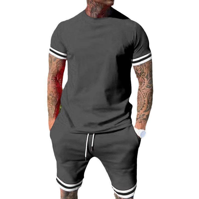 Men's Stylish Athletic Slim Fit Short Sleeve Set