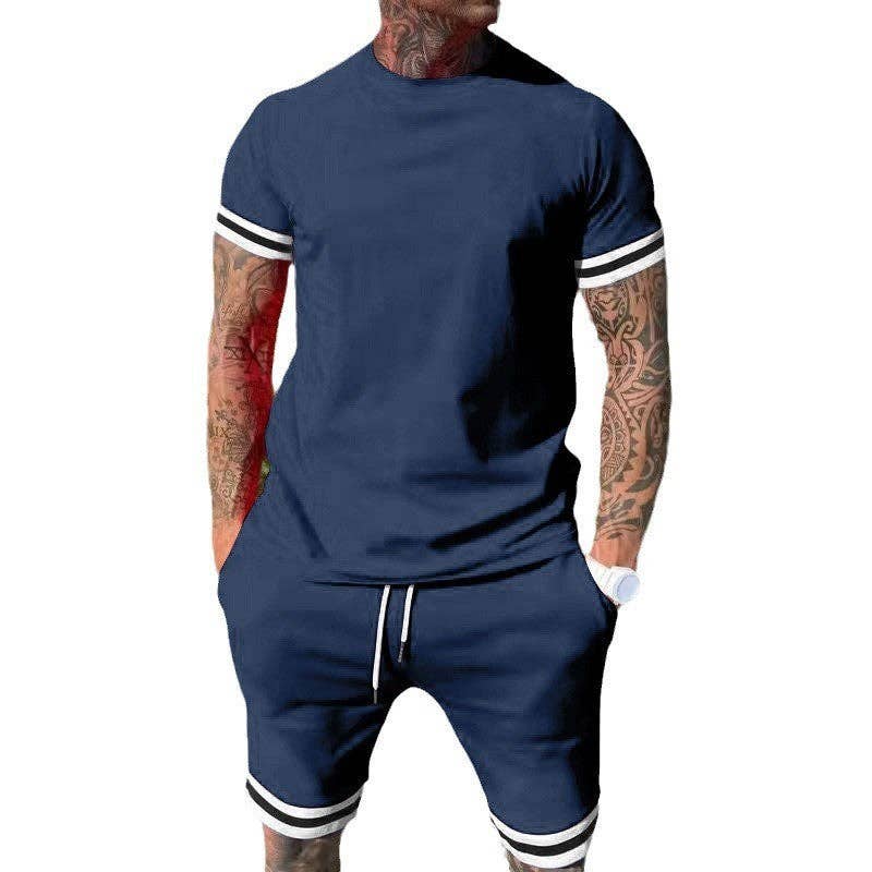 Men's Stylish Athletic Slim Fit Short Sleeve Set