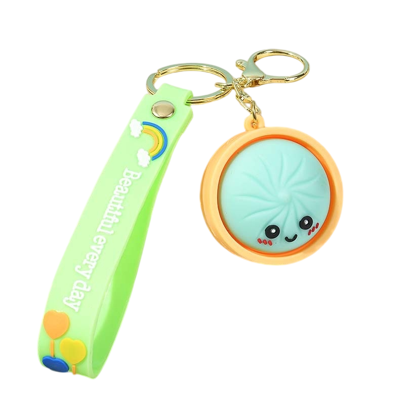 Silicone Steamed Bun Basket Keychain Food Charm Keyring