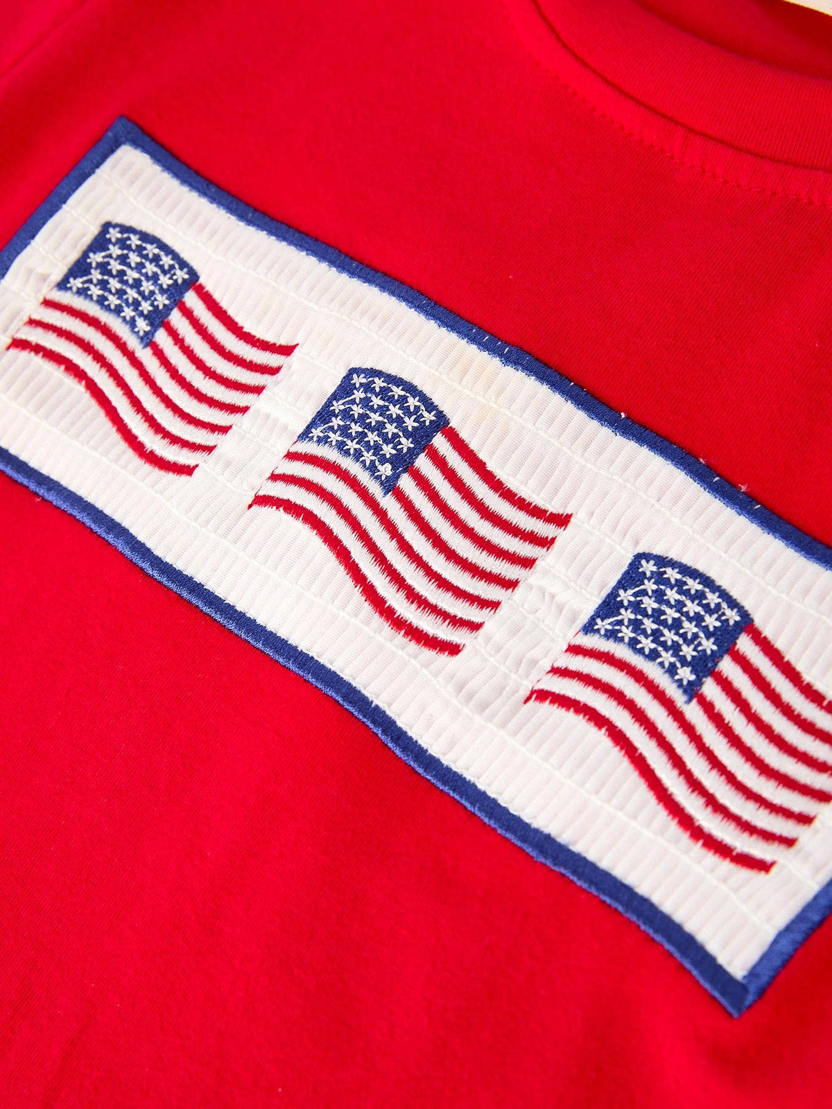 Boys 4th of July Plaid Flag Set