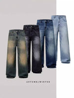Men's Loose Fit Straight Leg Denim Jeans Casual Pants