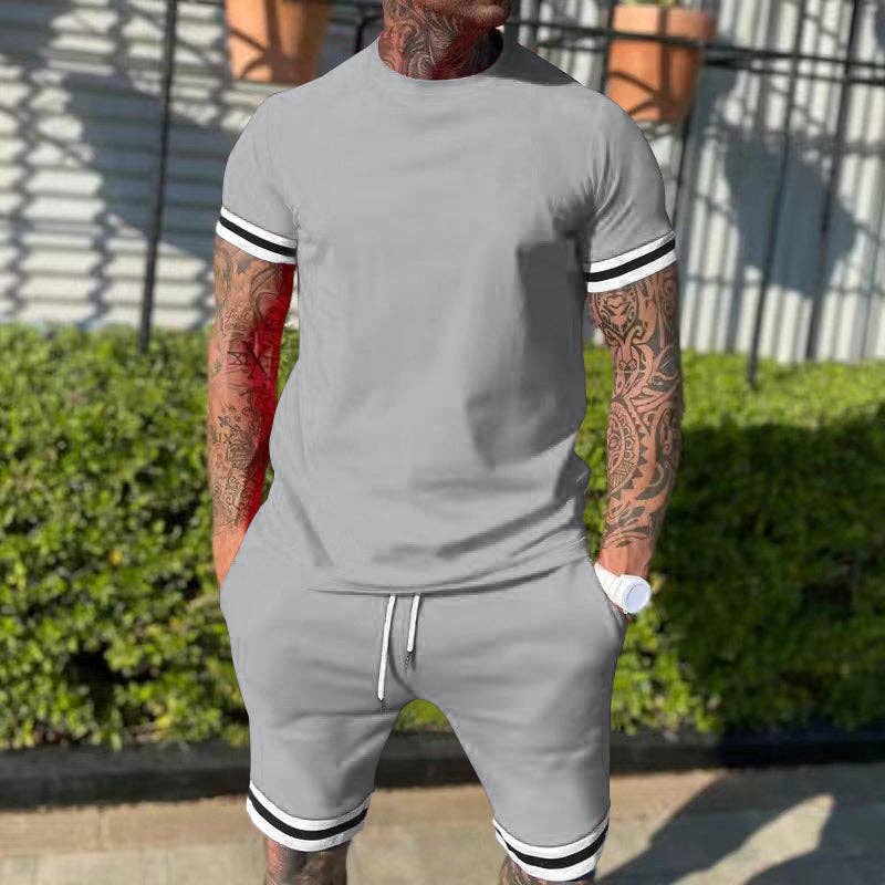 Men's Stylish Athletic Slim Fit Short Sleeve Set