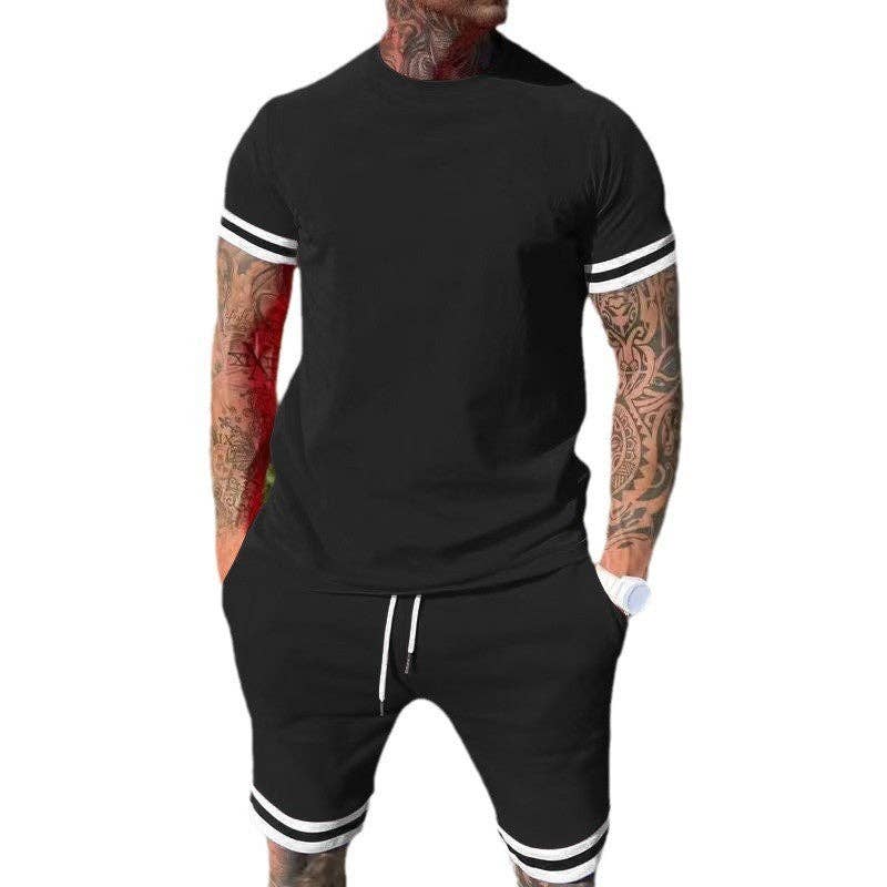 Men's Stylish Athletic Slim Fit Short Sleeve Set