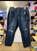 Judy Blues Distressed Cuffed Jeans - Blue